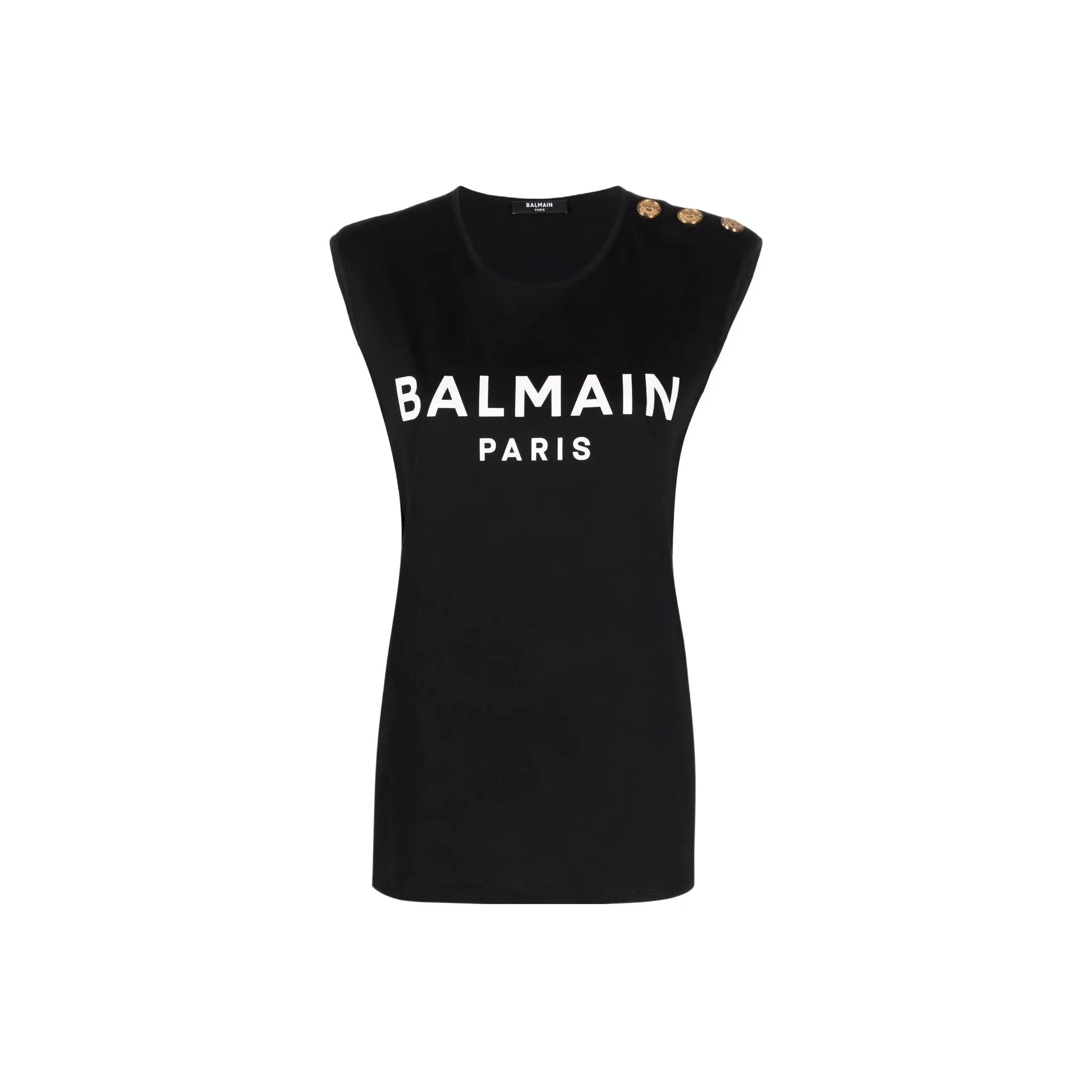 BALMAIN Logo Printed Sleeveless Tank Top 'Black/White'