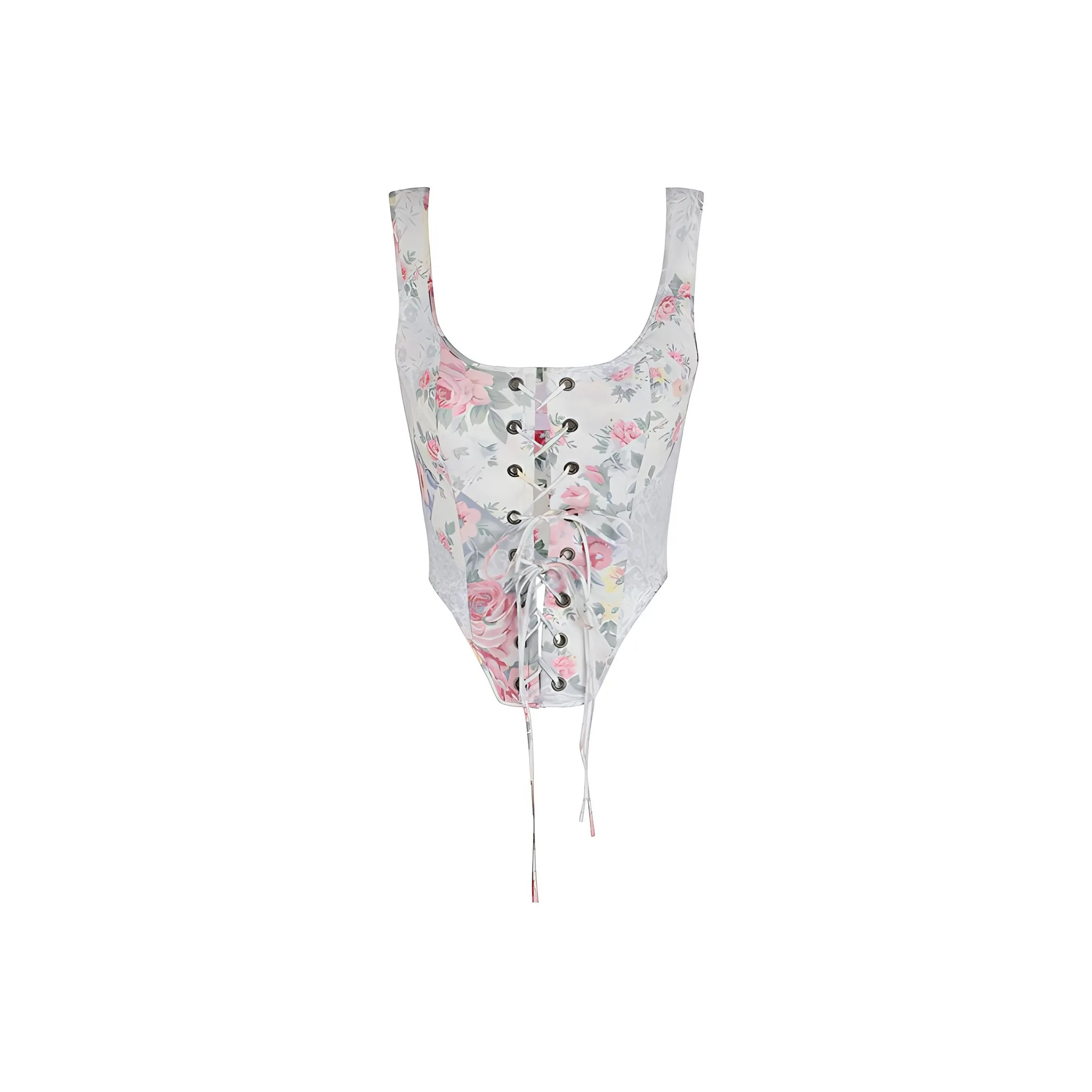 Selkie Collection FW24 Tank Tops Women's White Base Seasonal Flower Patchwork Print