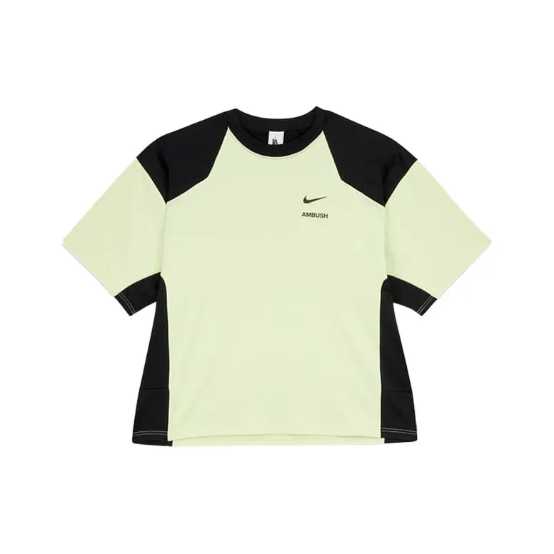 Nike x AMBUSH Рукав с спущенным плечом T-рубашка Женская Черная с Желтым Версия для США