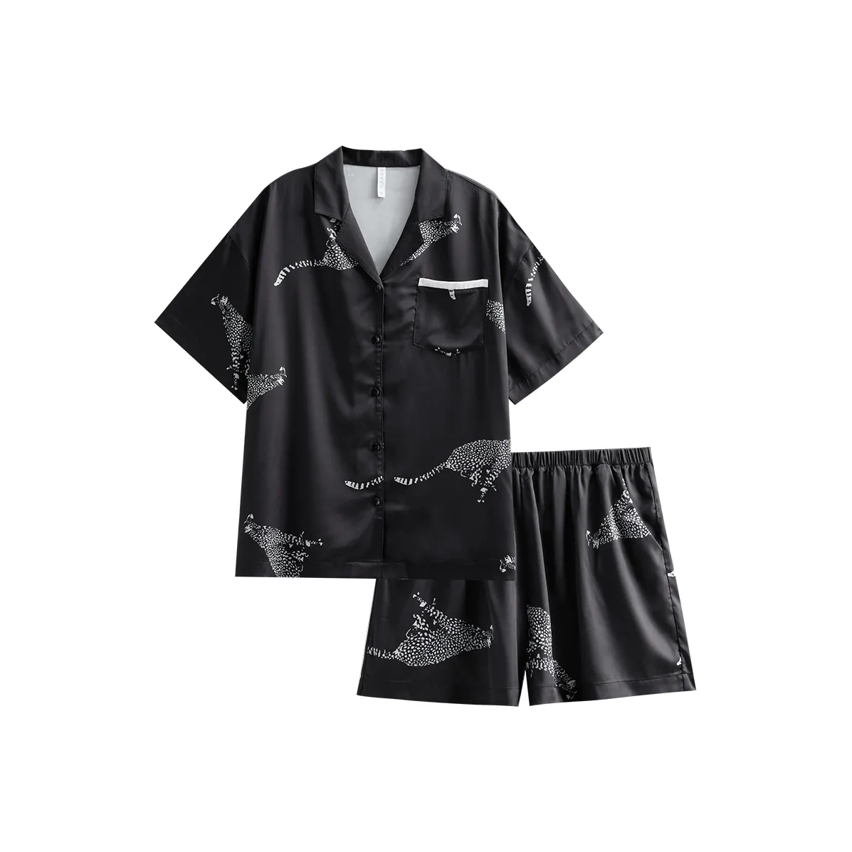 Same Language Пижамный комплект Женские Дневной Черный·Cheetah