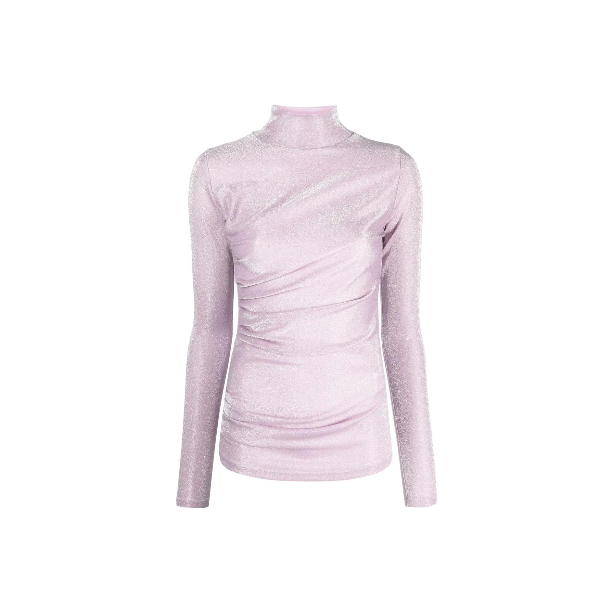 MSGM Glittery Gathered High Neck Metallic T Shirt