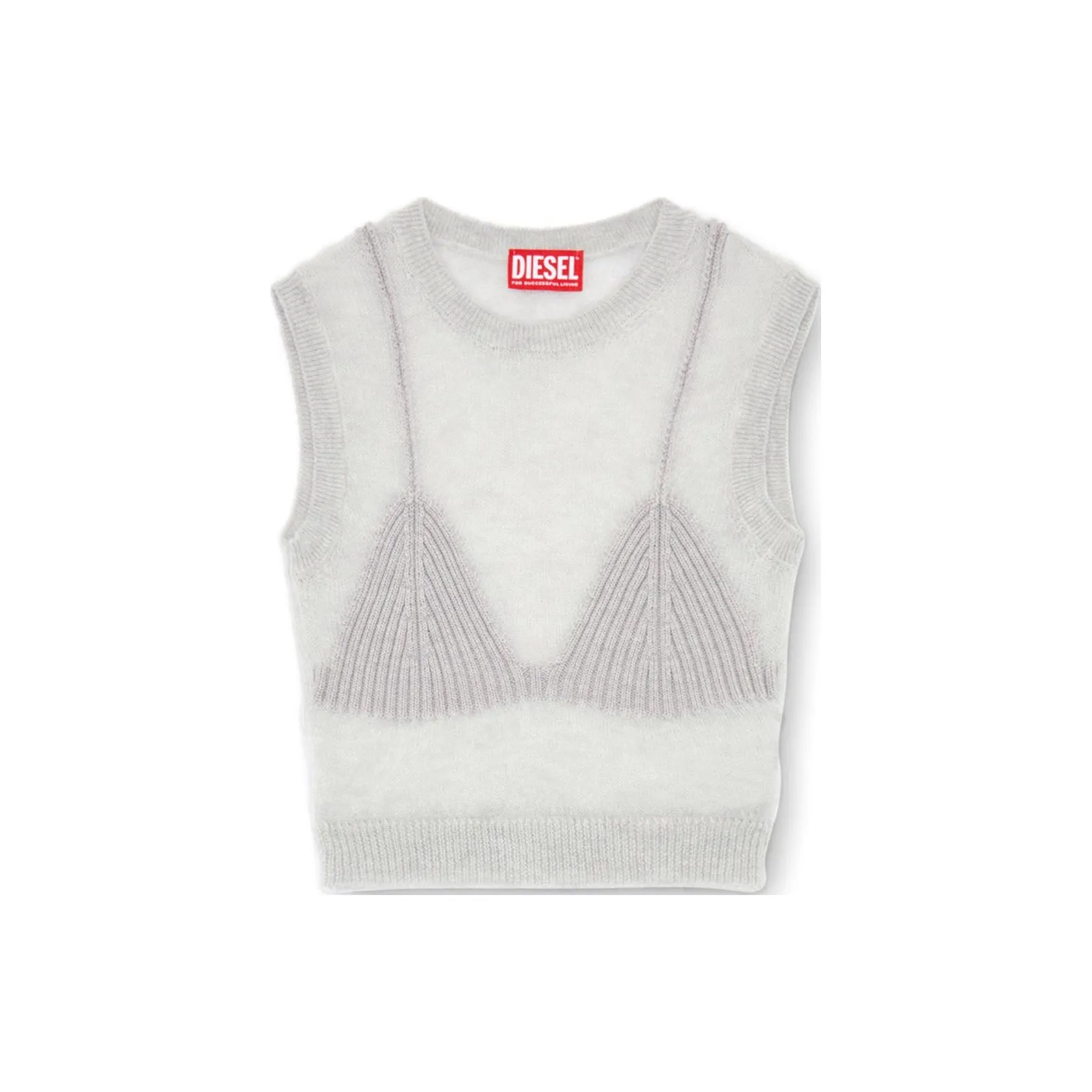 DIESEL M Arostica Bra Detailed Sheer Knitted Top