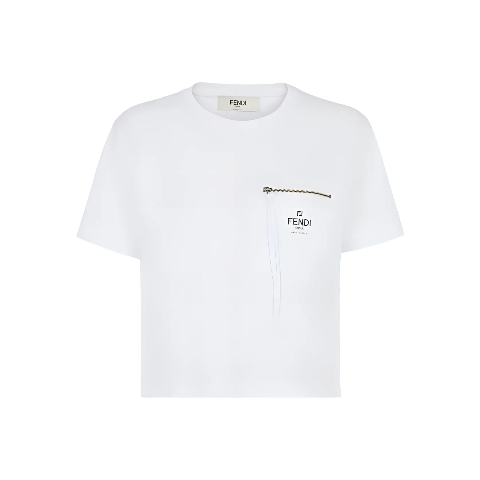 FENDI Zip Detailed Crewneck T Shirt