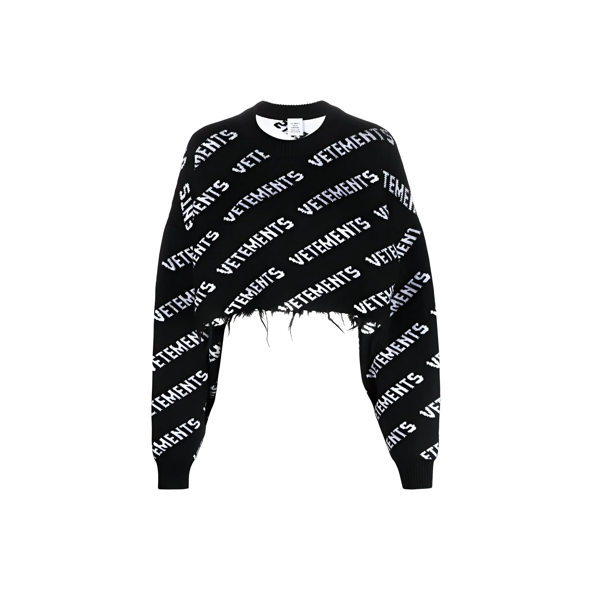 Vetements Monogram Cropped Knitted Sweater 'Black/White'