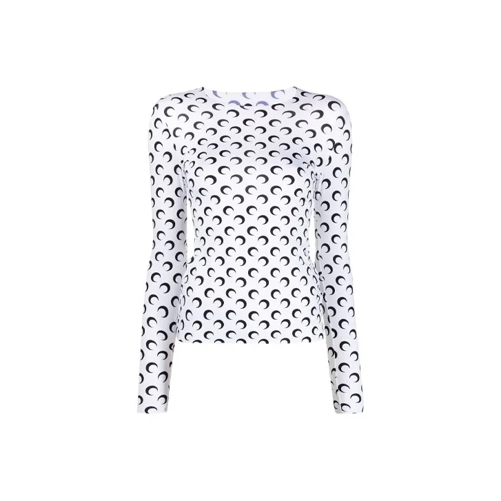 Marine Serre Second Skin Crescent Moon Print Top Beige