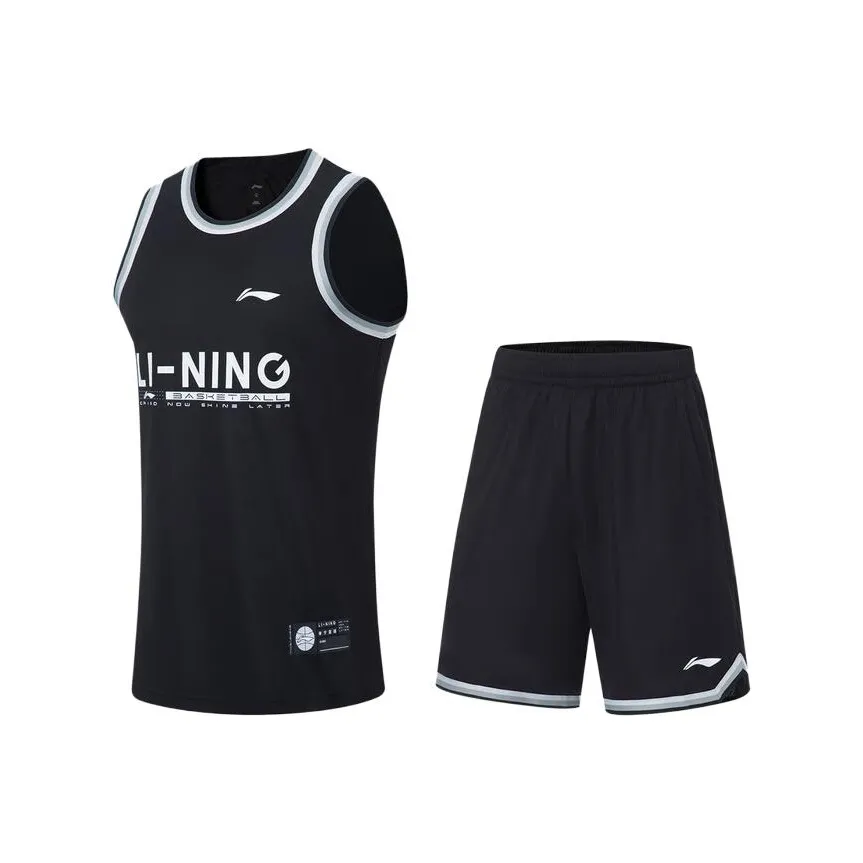 LiNing CBA Collection Professional Basketball Collection Basketball Suit Men's Black
