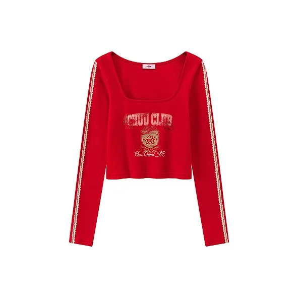 CHUU T-Shirt Женская Винтажный Красный