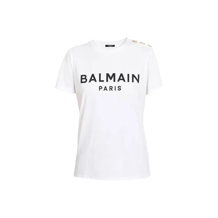 BALMAIN Logo Printed Crewneck T Shirt