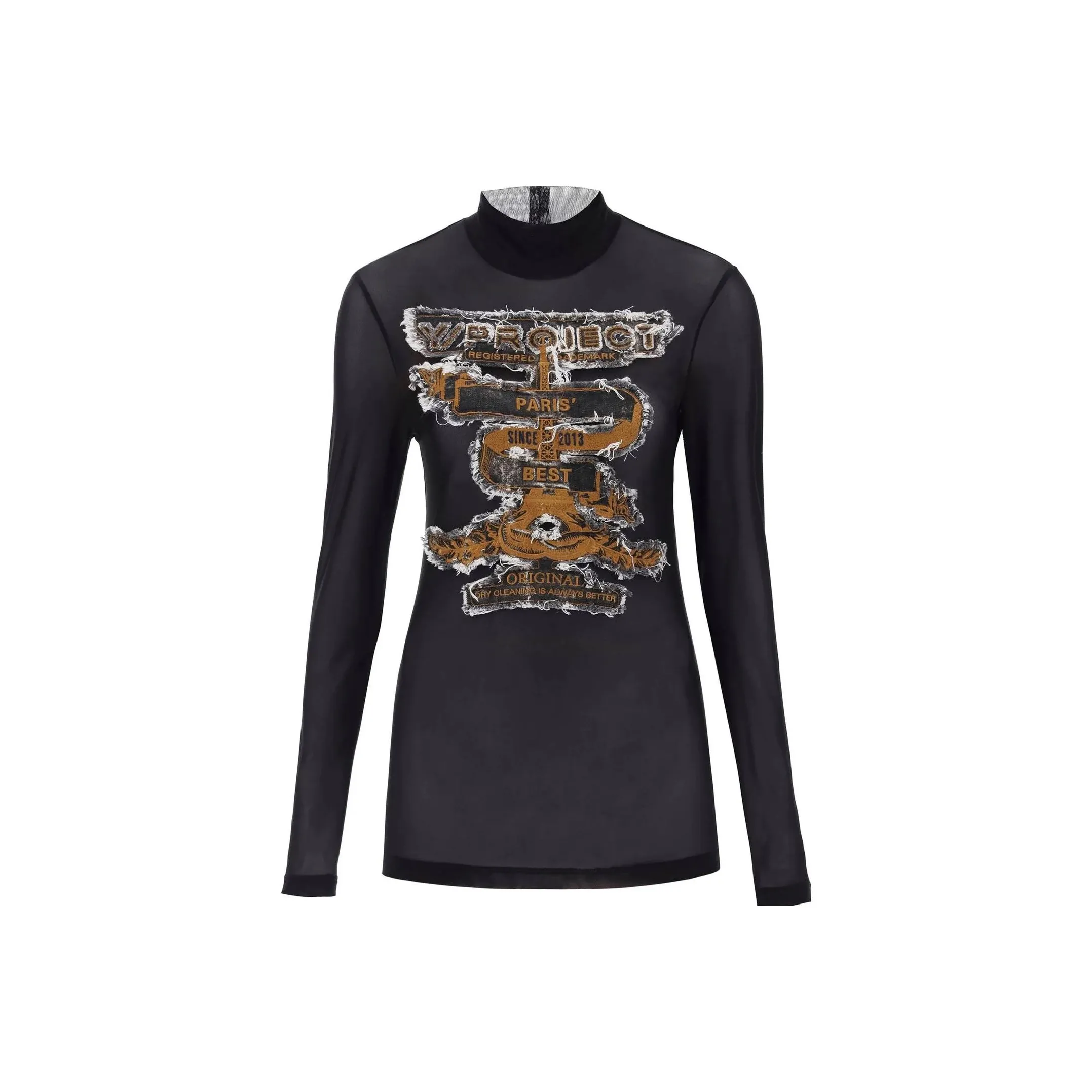 Y/Project Logo Printed Long Sleeved Sheer Top