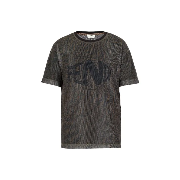 FENDI SS21 Drop Shoulder Sleeve T Shirt Women's Brown