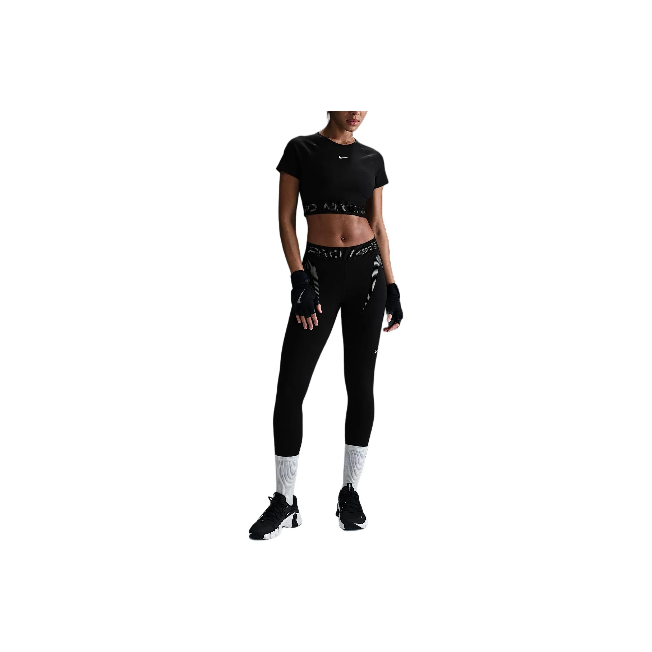 Nike Pro Women's Dri FIT Short Sleeve Cropped Graphic Top