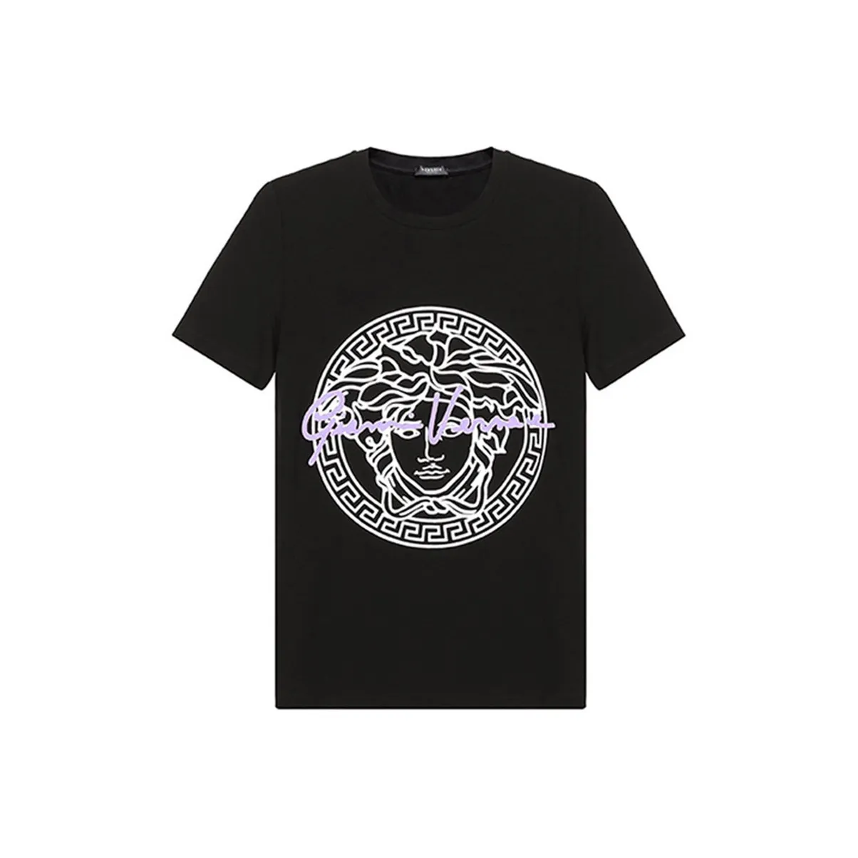 VERSACE SS21 Crew Neck Slim Fit Straight Short Sleeved T Shirt Women's Black