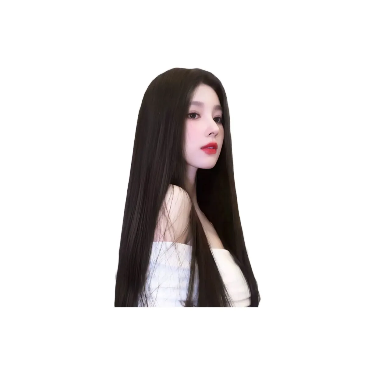 GLUNA Nanxi Богиня CENTER Разделенная Черная Прямая Перука