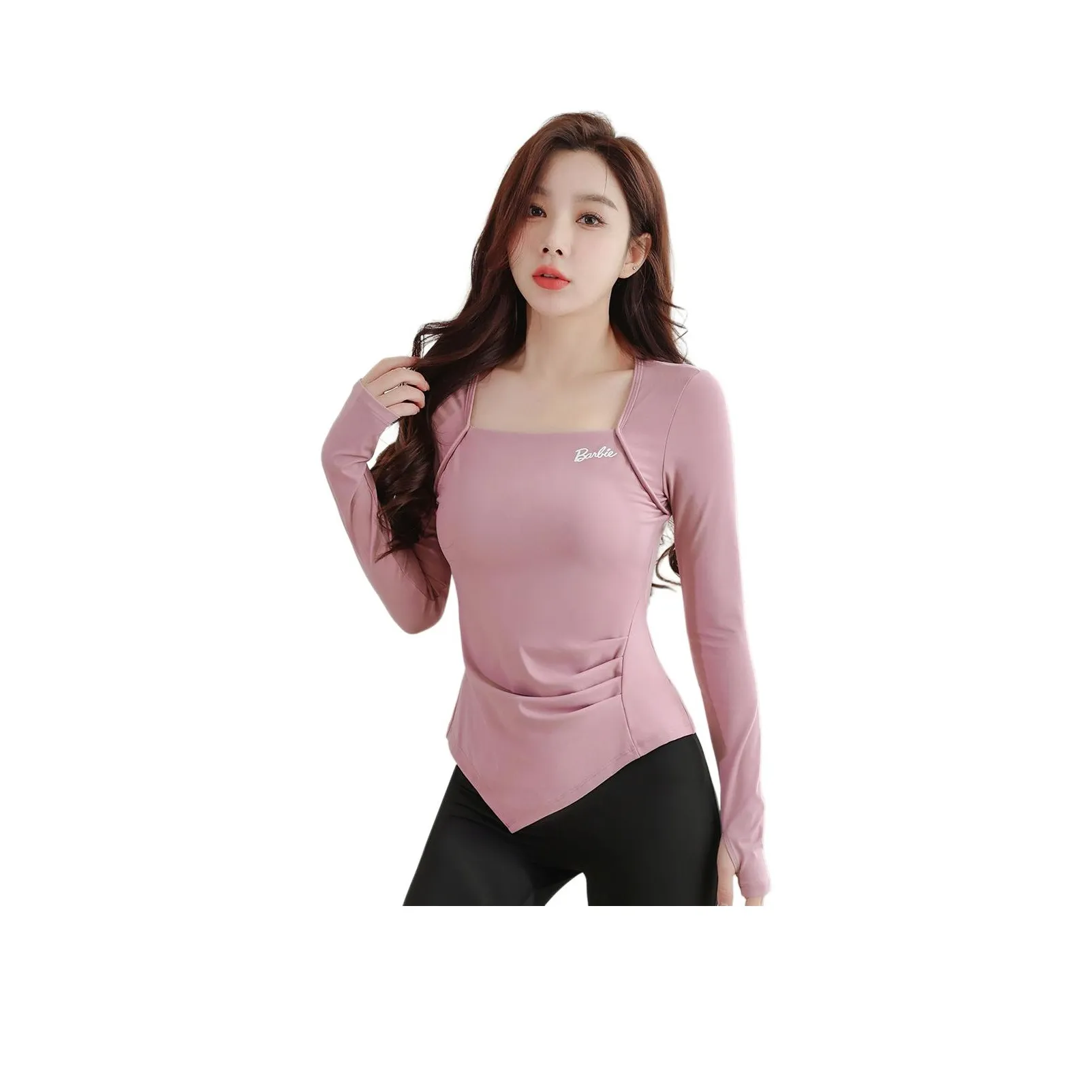 Барби Йога T Рубашка Рубиново-красный с Съемным Наколенником