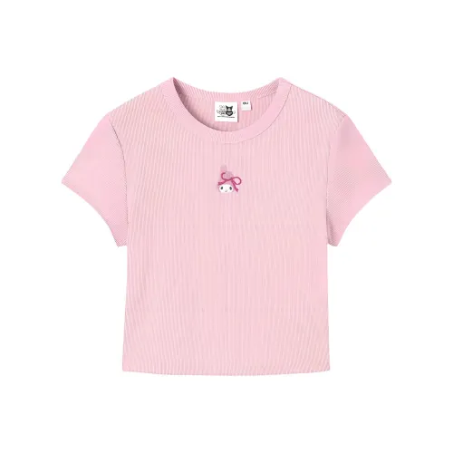 GU Санрио/THREE Little Piglets Co Branded Розовые Женские Футболки