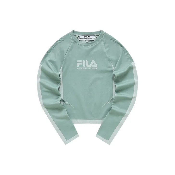 FILA FUSION x White Mountaineering Drop Shoulder Sleeve T Shirt Women's Spring Tang Green