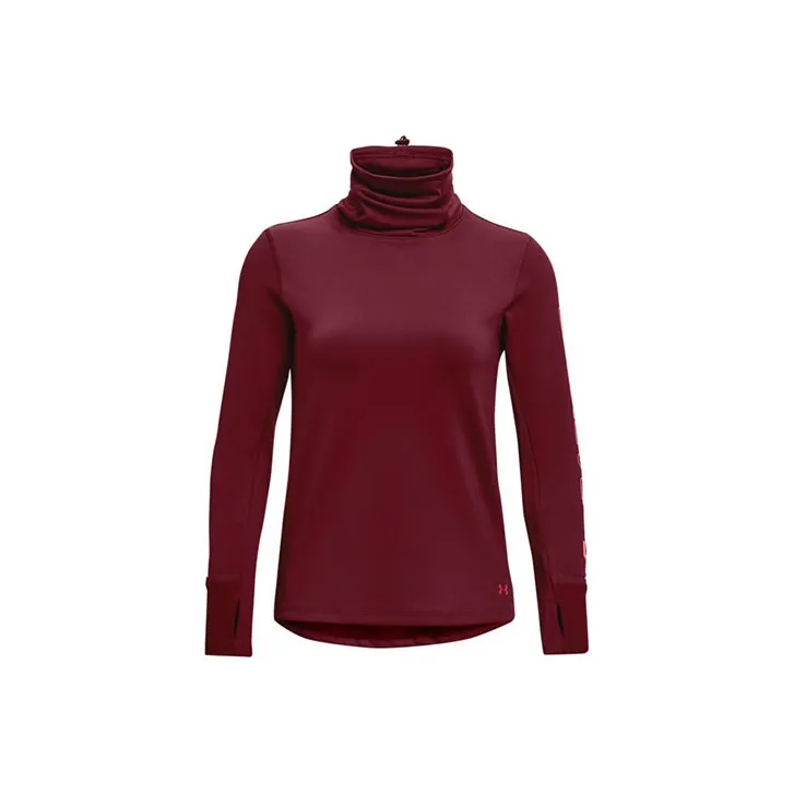 Under Armour Прямой крой Длинный рукав Т-рубашка Женская Красная