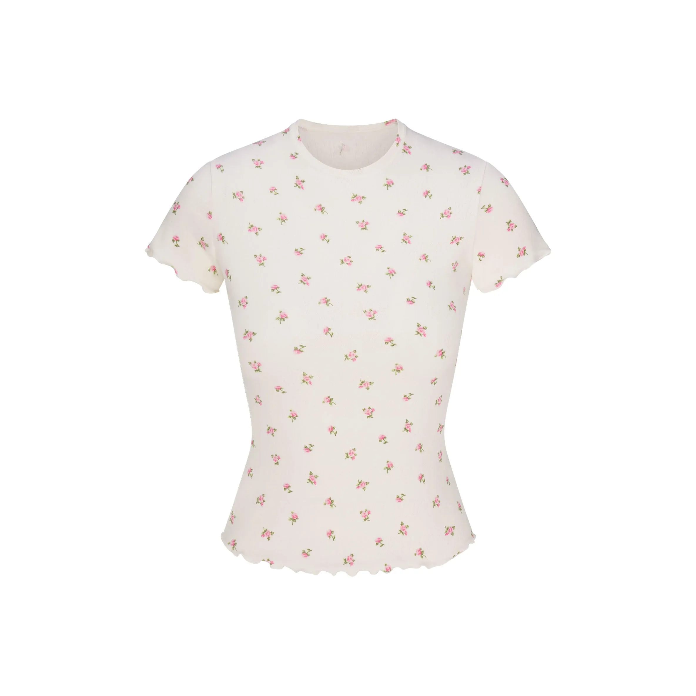 SKIMS Valentine's Day Collection SS25 T-Shirt Women's Marble Pink Rosebud Print/Marble Pink Rose Lily Print