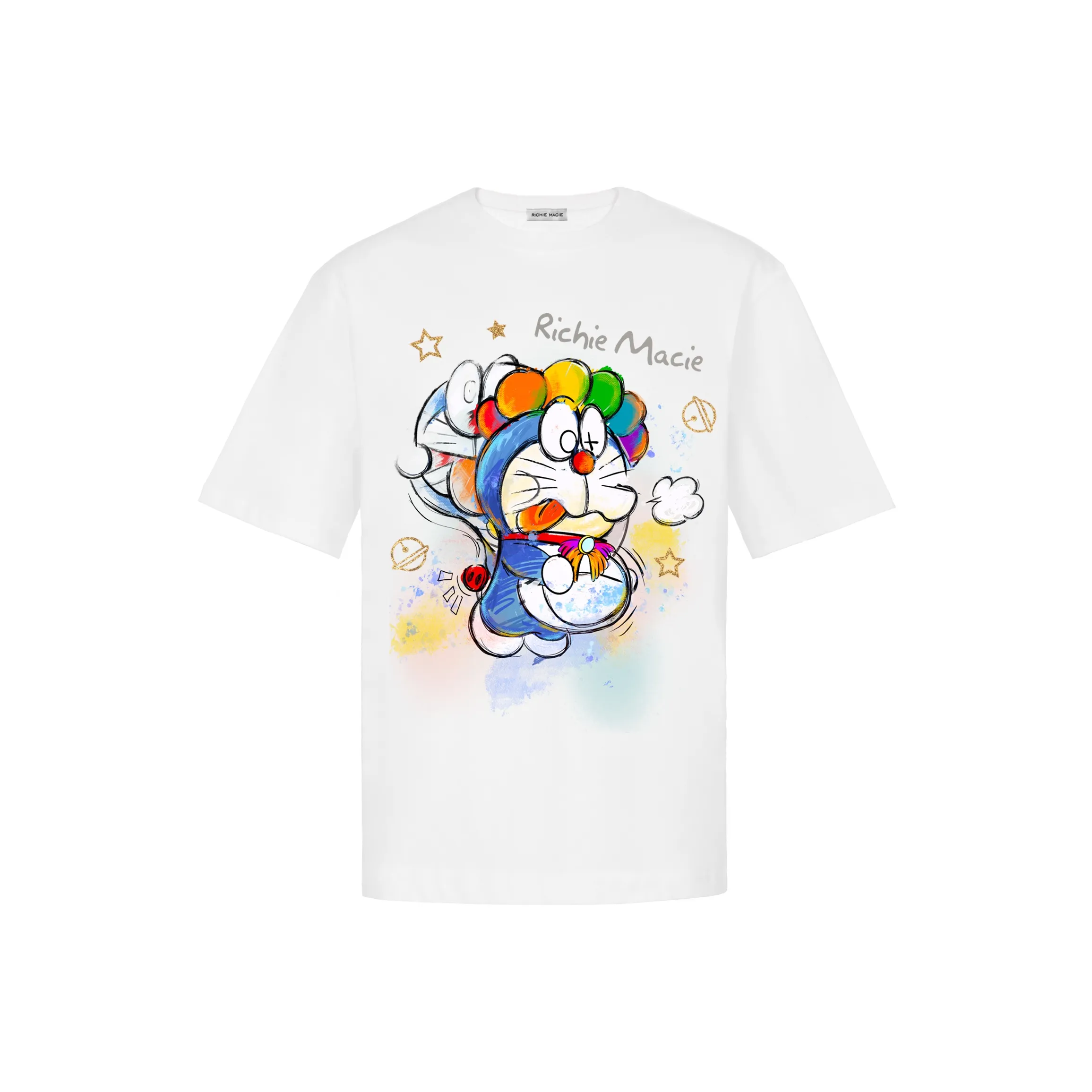 Richie Macie Drop Shoulder Sleeve T Shirt Unisex White