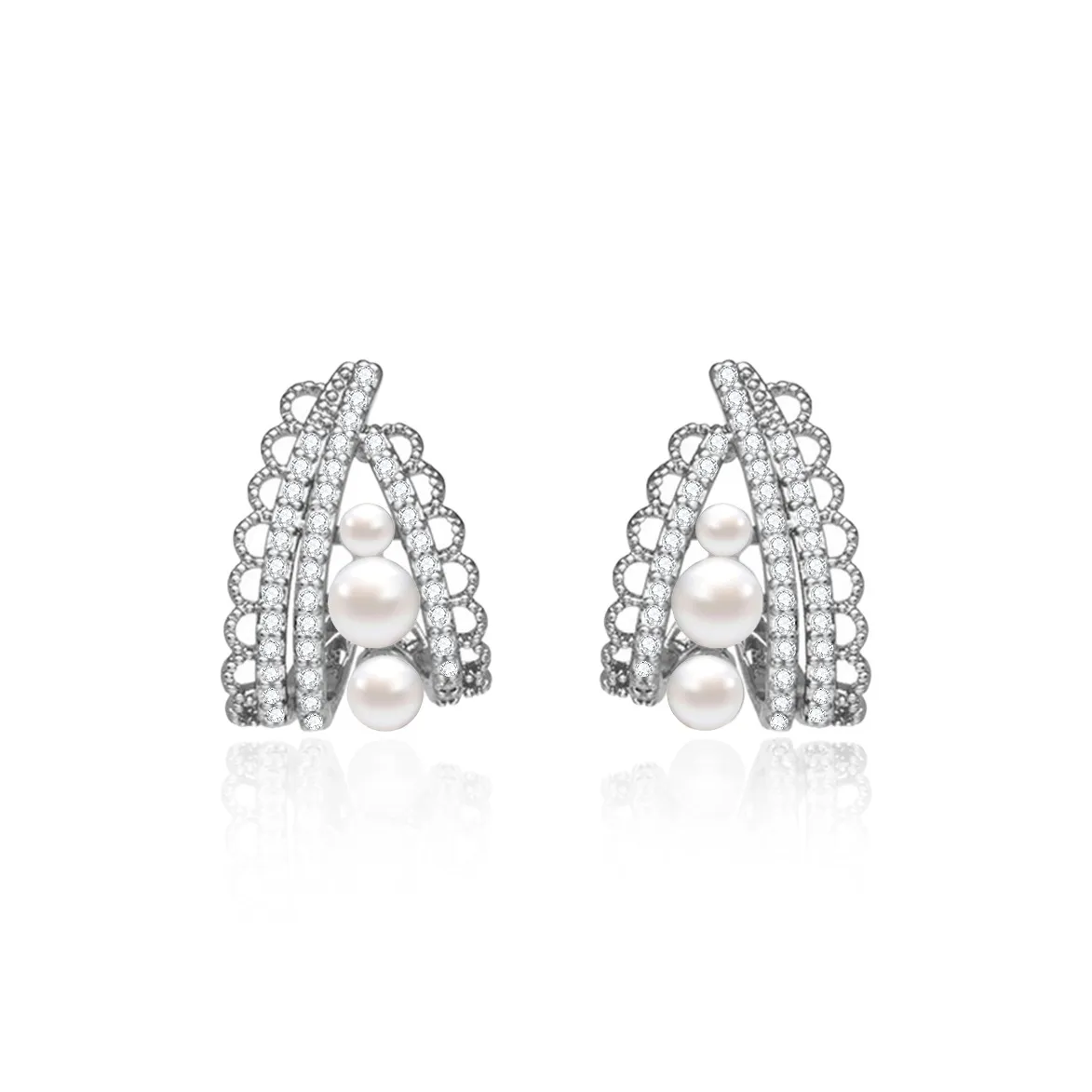 ZANC Alloy Artificial Pearl Zircon Earrings Women's