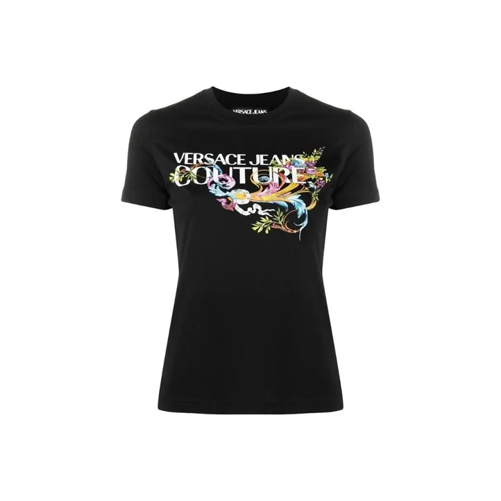 VERSACE JEANS COUTURE SS21 Women's Minimalist Short Sleeve T-shirt Black
