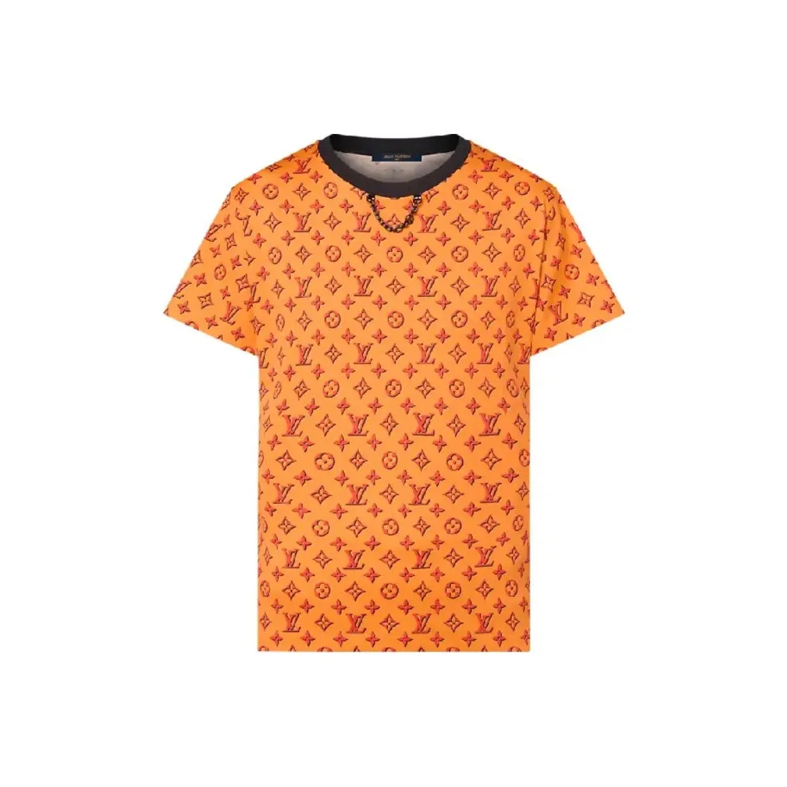 LOUIS VUITTON Logo Full Print Crew Neck Straight Fit Short Sleeved T Shirt T Shirt Women's Orange