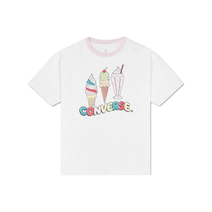 Конверс Комплект с короткими рукавами T-рубашка Женская Белая