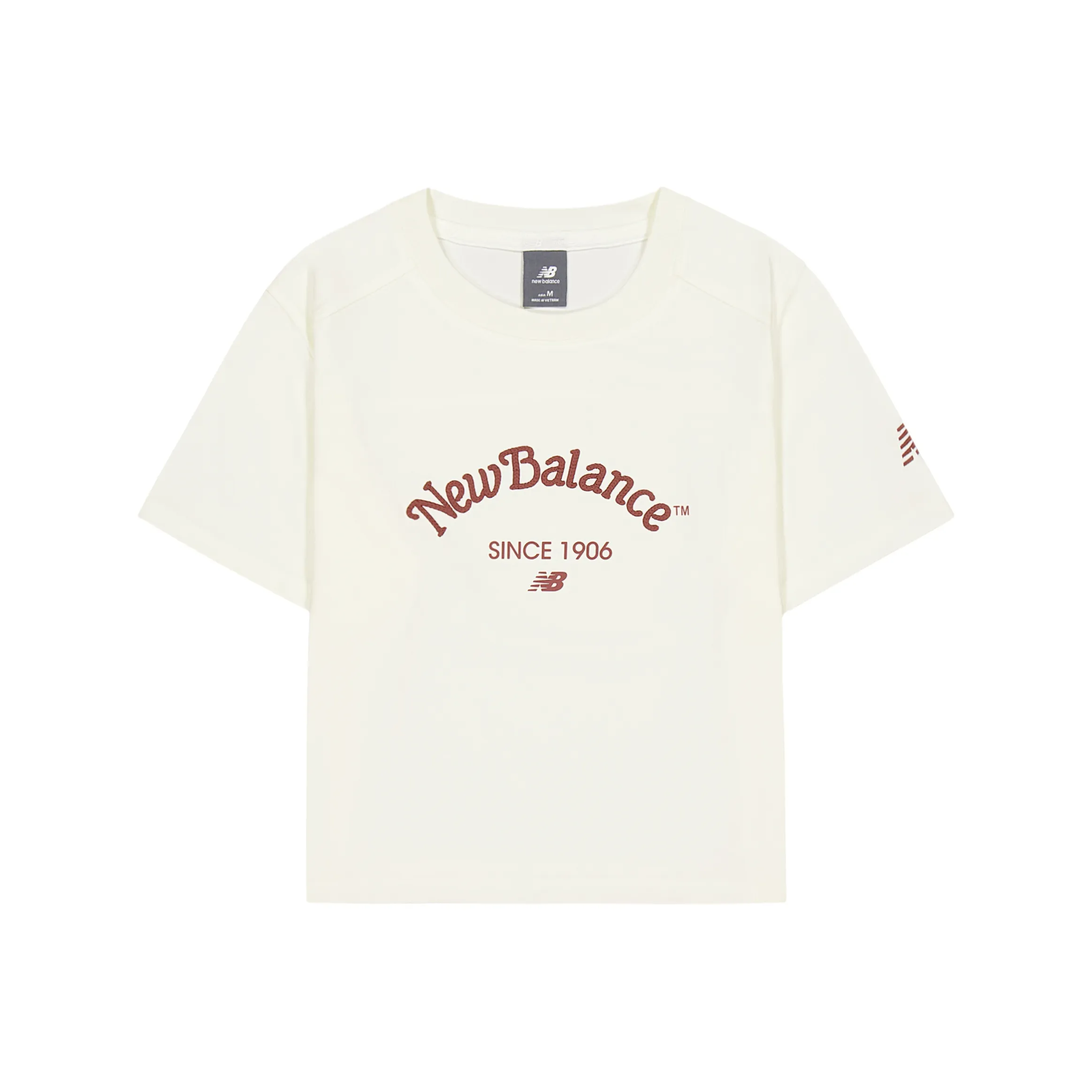 New Balance совместная брендированная футболка с рукавом-трубкой женская цвет слоновая кость