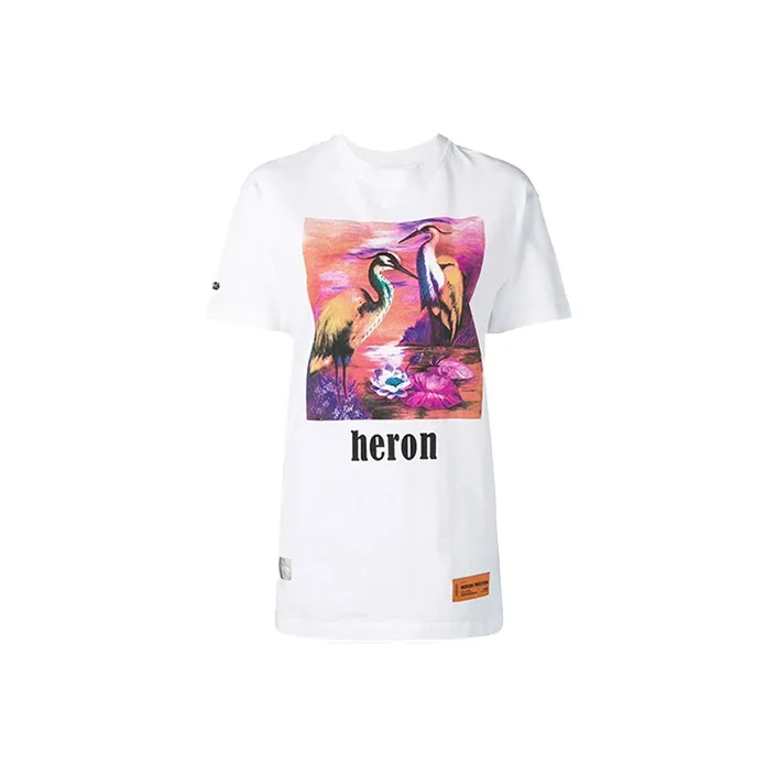 HERON PRESTON Women's Heron Print T Shirt White/Fuschia/Multi
