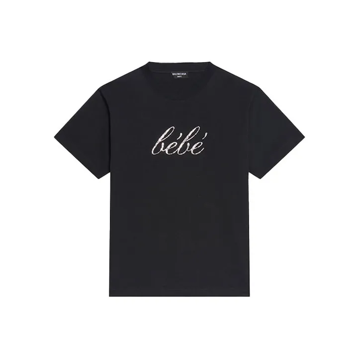 Balenciaga SS22 Стандартная T-рубашка Женская Черная Облегающего кроя