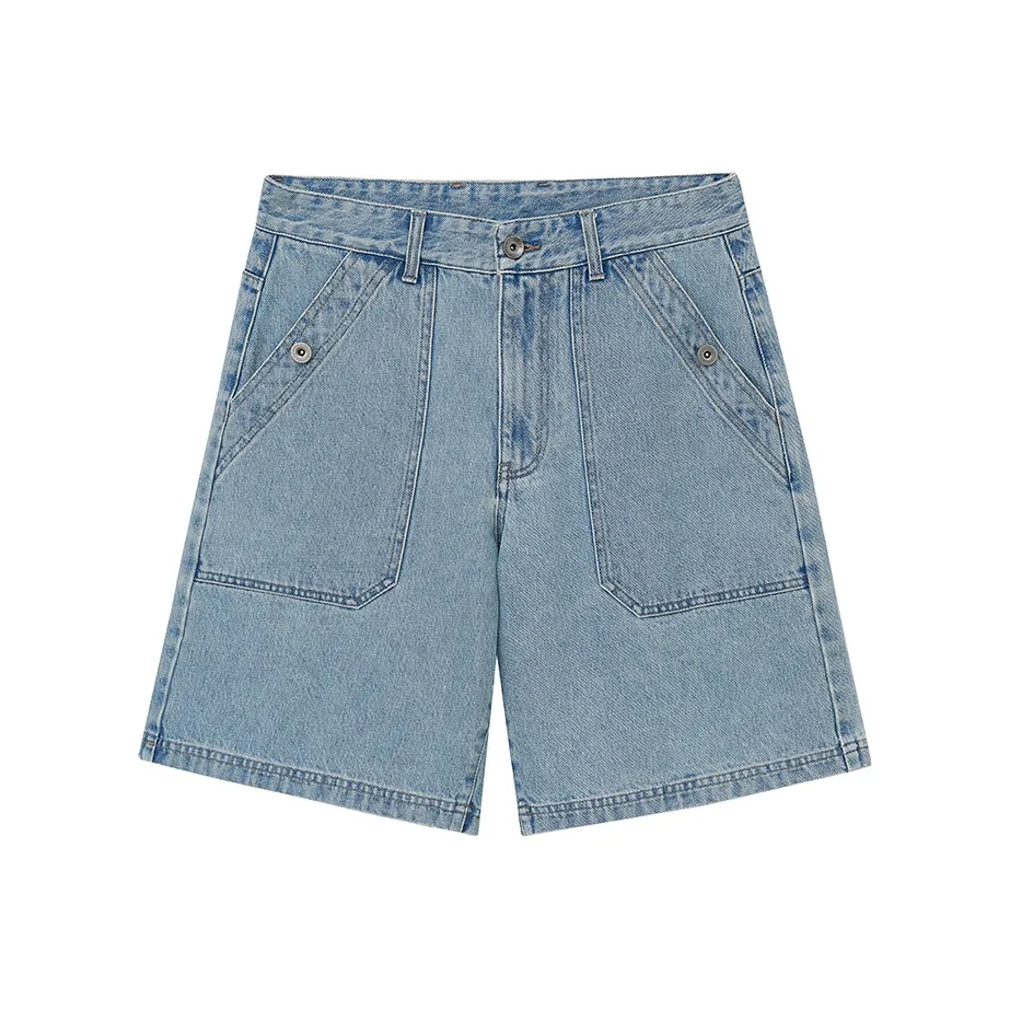 NANS STUDIO Джинсовые шорты Мужские Синий Washed Blue