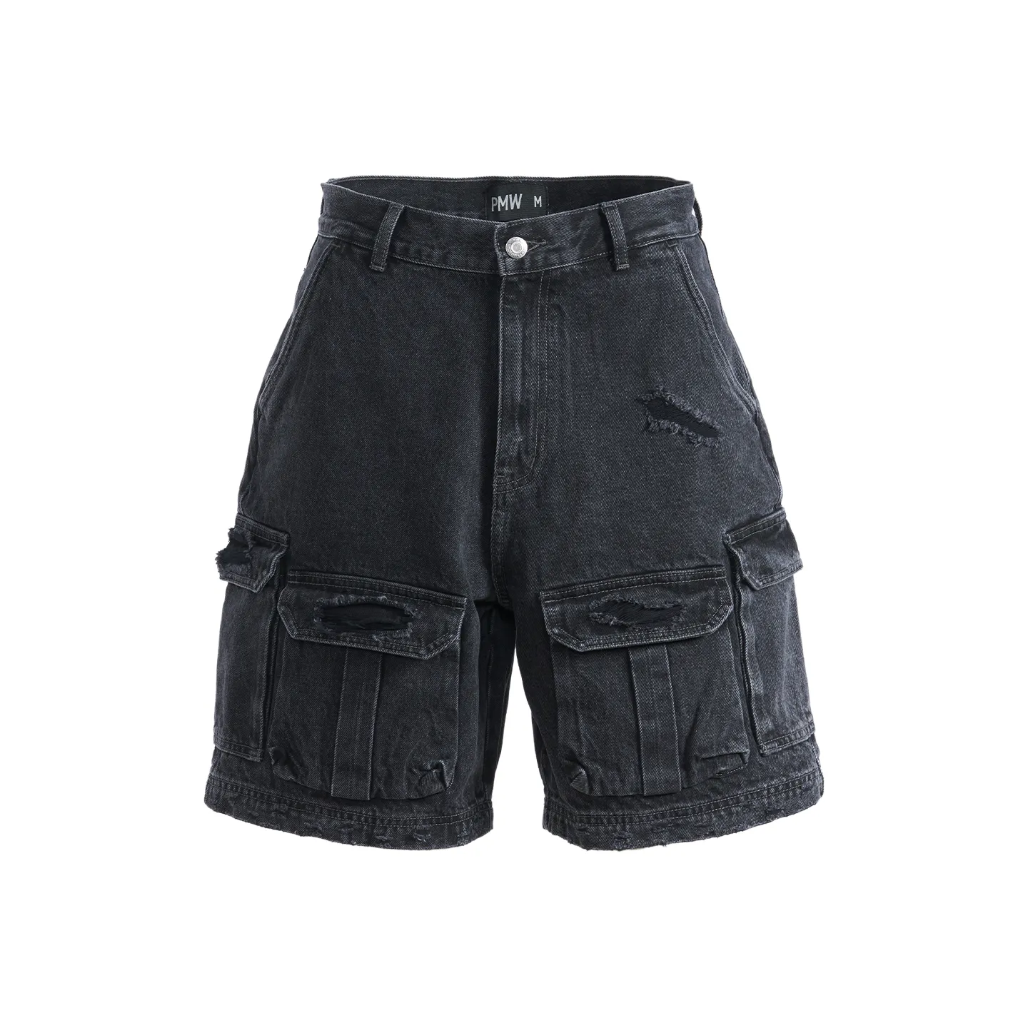 P.M.W Джинсовые шорты Мужские Выстиранные Черные