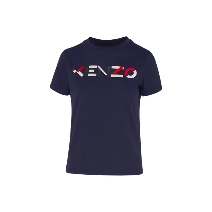 KENZO Letter Logo Темно-синие Женские Футболки