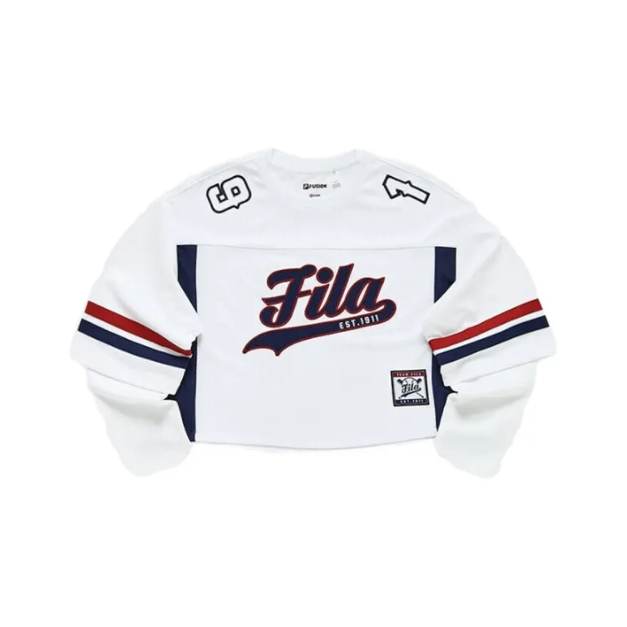 FILA FUSION Drop Shoulder Sleeve T Shirt Women's White