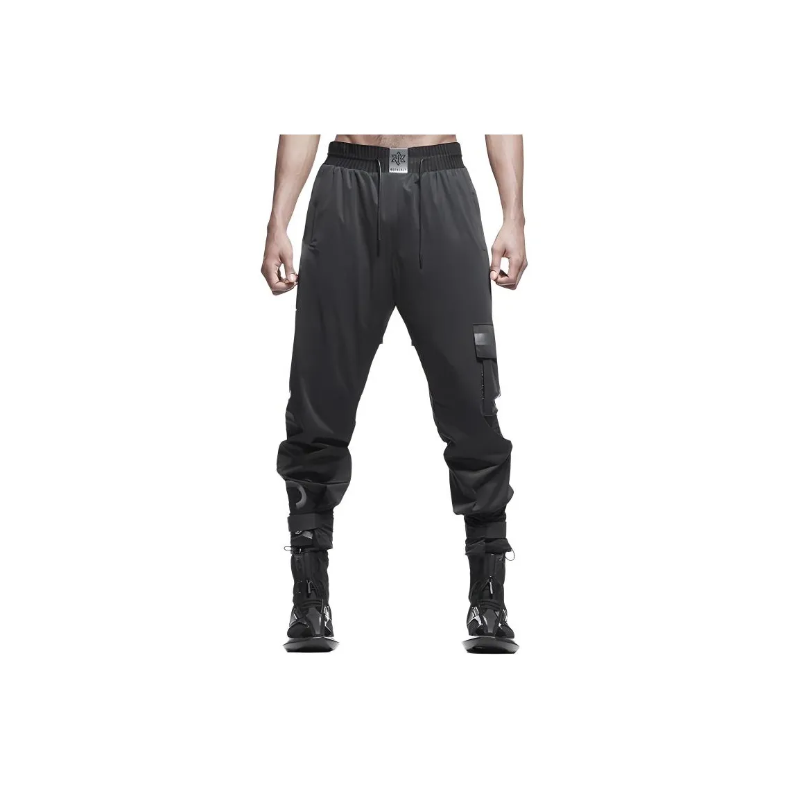NORVINCY Western Trendy High Rebound Knitted Fabric Casual Pants Unisex Black