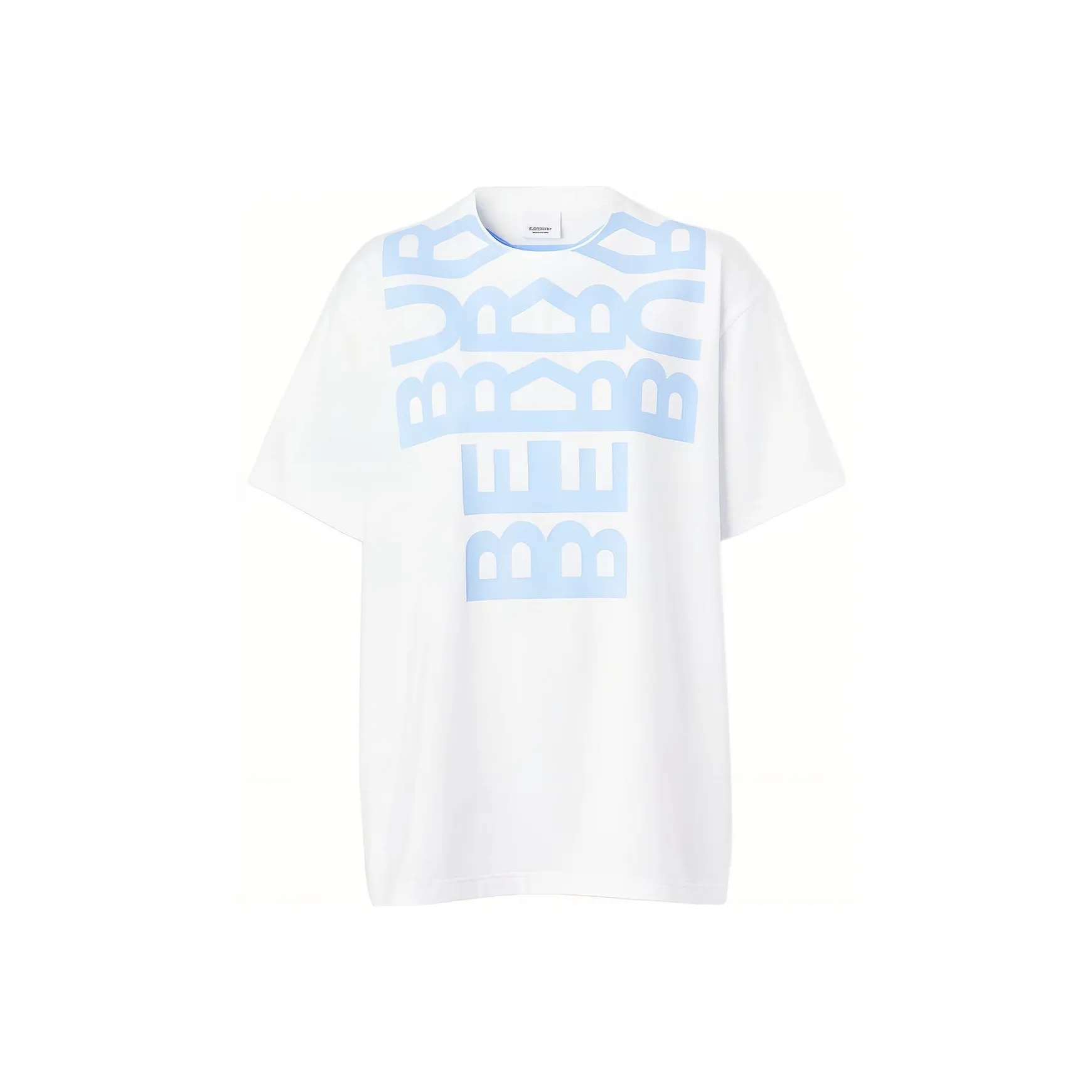 Burberry Логотип с принтом Круглый вырез Свободный крой Короткий рукав Т-рубашка Женская Белая