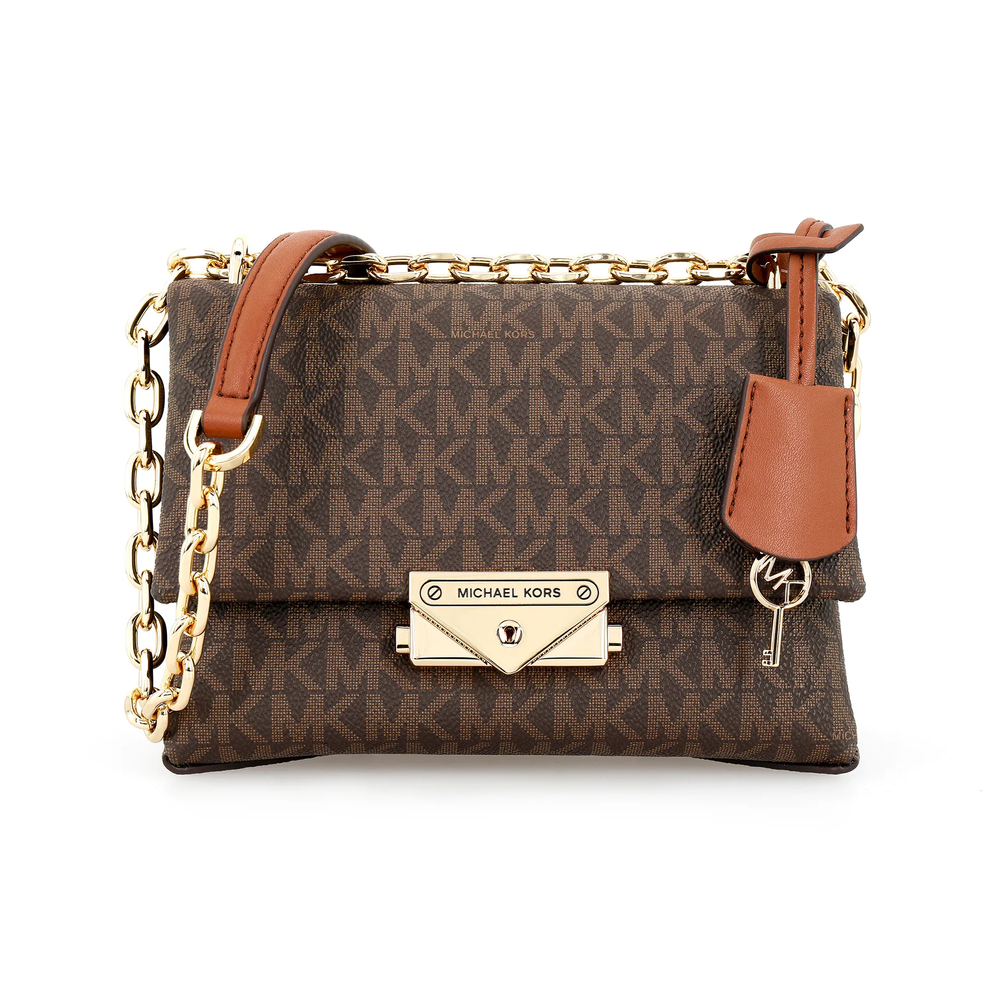 MICHAEL KORS Cece Покрытие Холст Кроссбоди Сумка через плечо Маленькая Женская Коричневая