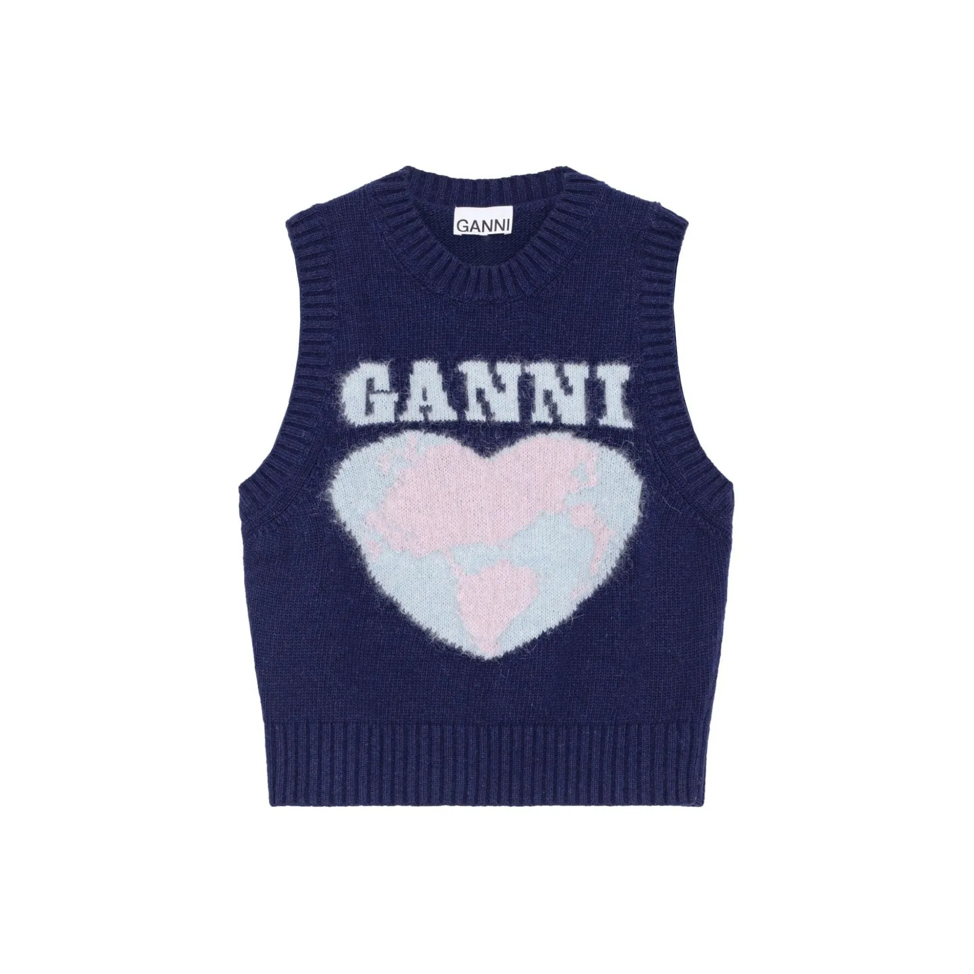 GANNI Heart Intarsia Knitted Vest