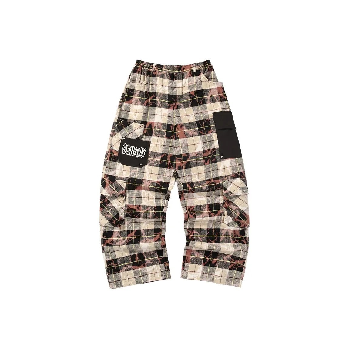 GENANX Повседневные брюки Мужские Кофейная клетка