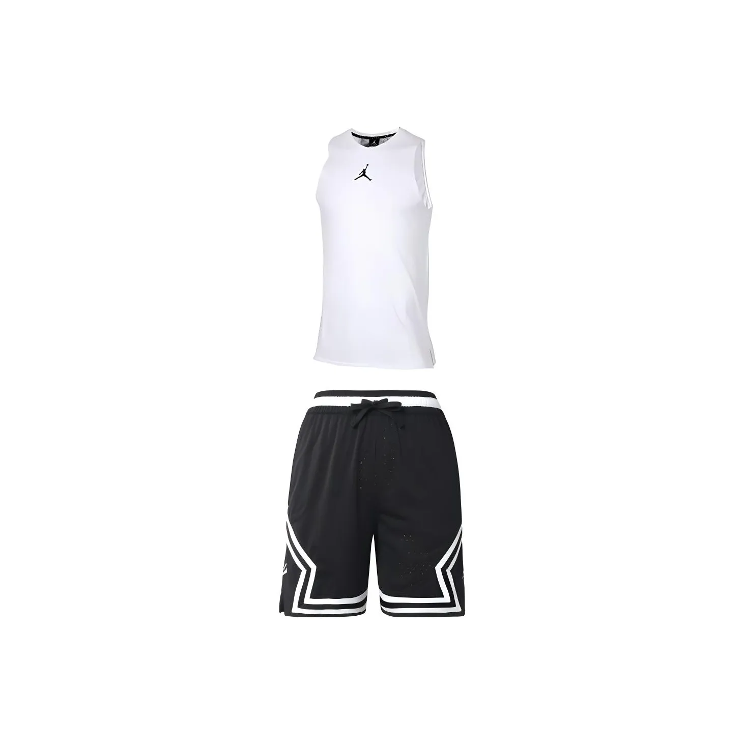 Jordan Sport Dri FIT Casual Sportswear Men's Clothing Set White Tank Top+Black Shorts