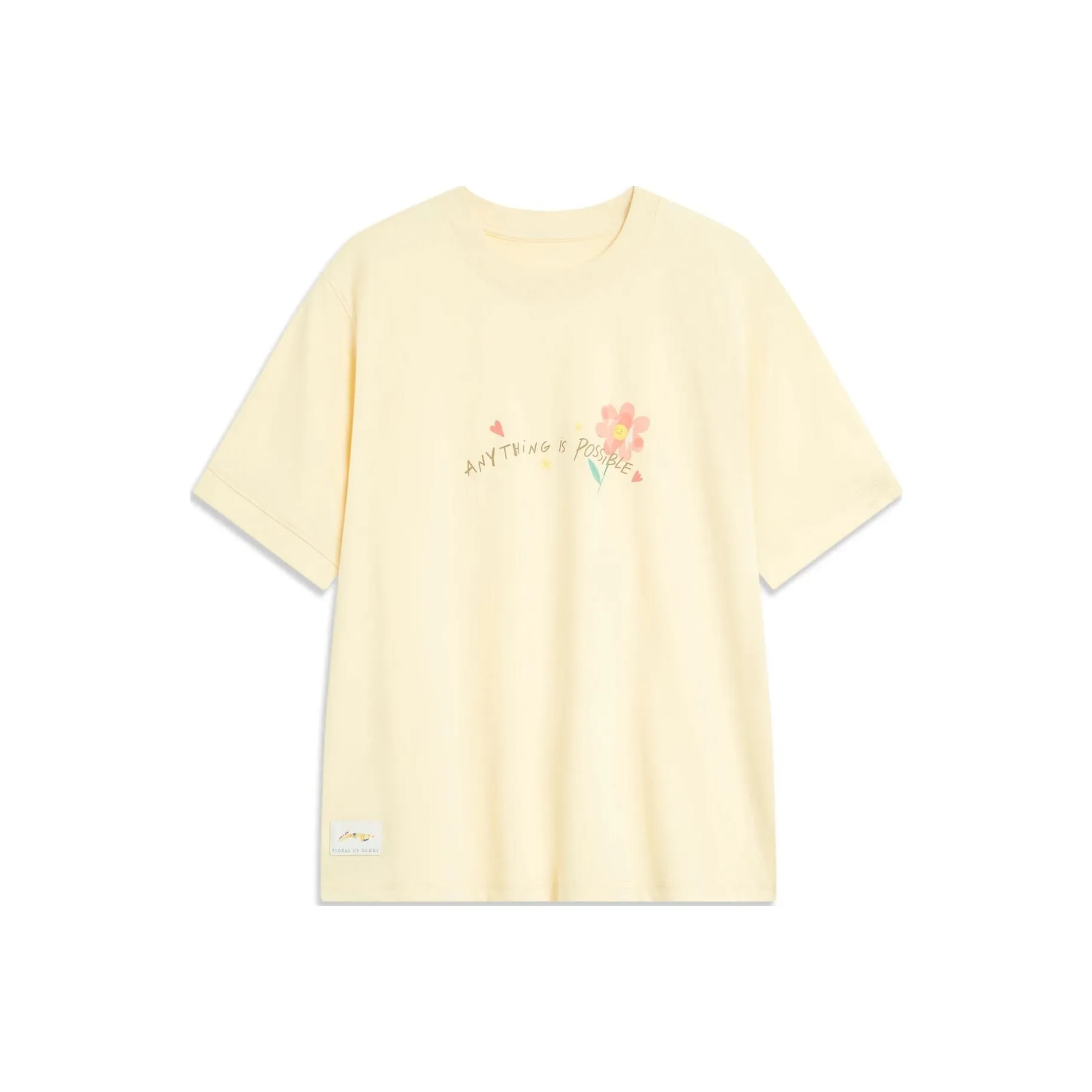 LiNing Sports Trend Series Drop Shoulder Sleeve T Shirt Women's Cream Cake Yellow