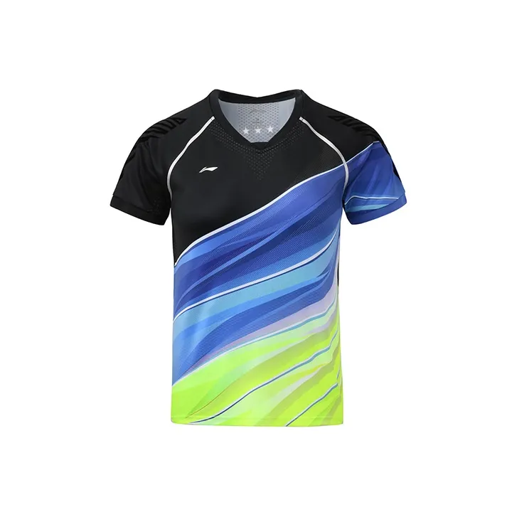 LINING Badminton series Стандартный черный/Неон Ярко-зеленый Женские T Рубашки