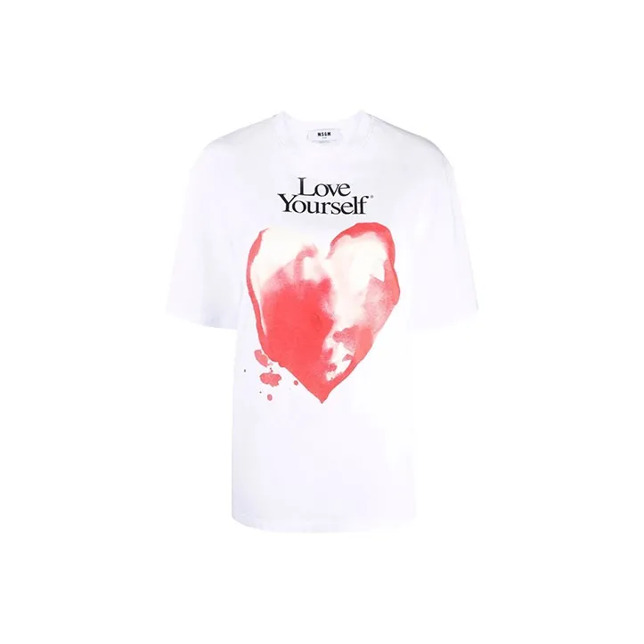 MSGM Heart Graphic Print T Shirt