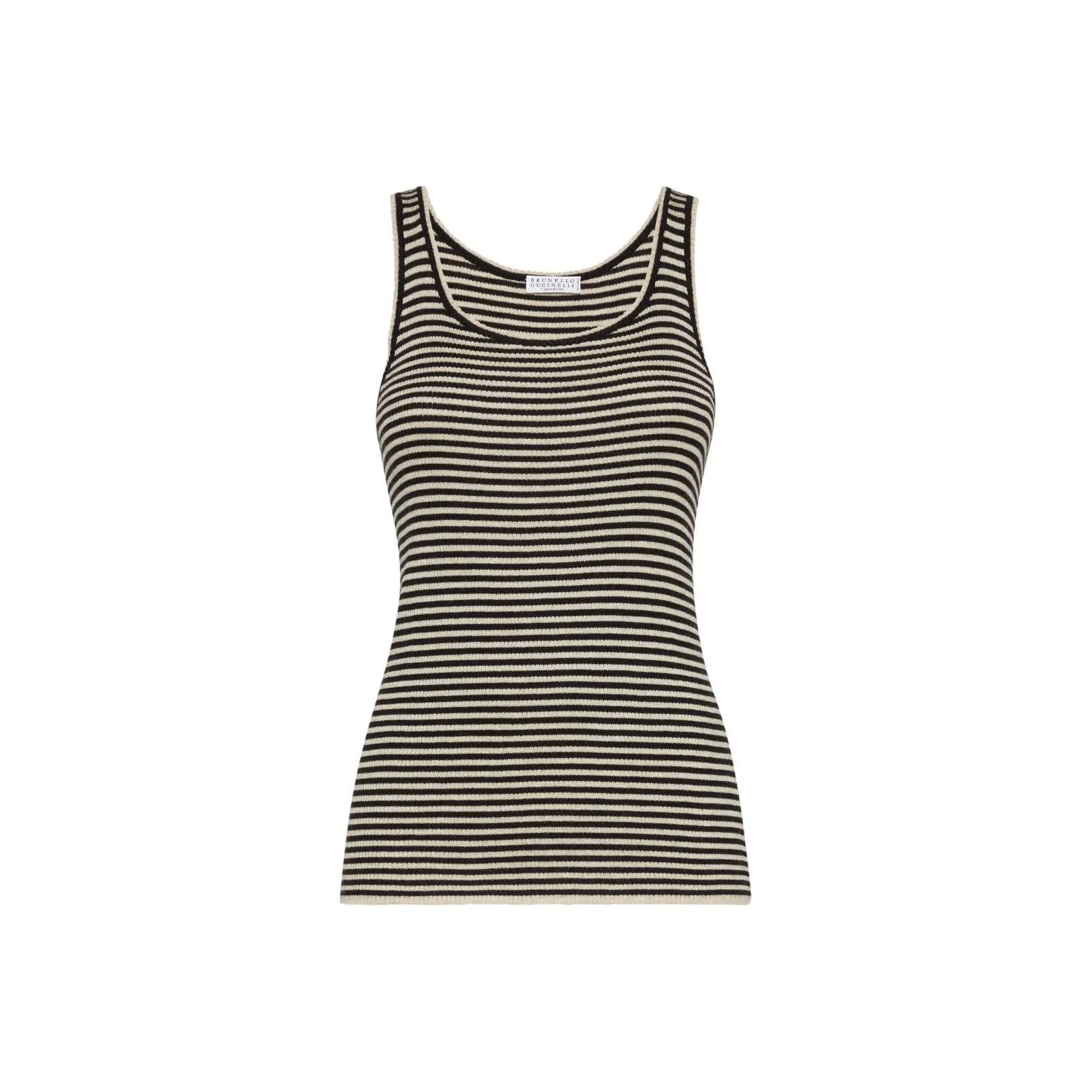 Brunello Cucinelli Striped Sleeveless Knitted Top