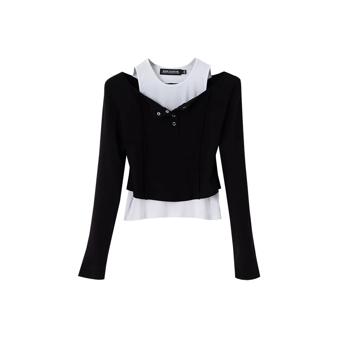 SOON FLOWER КРОП ТОП Весна Женский Черный