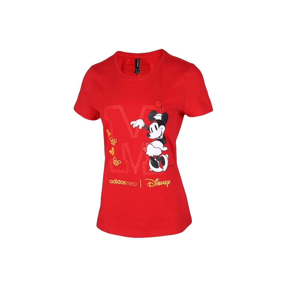 Adidas Neo x Disney Set in Sleeve T Shirt Women's Red