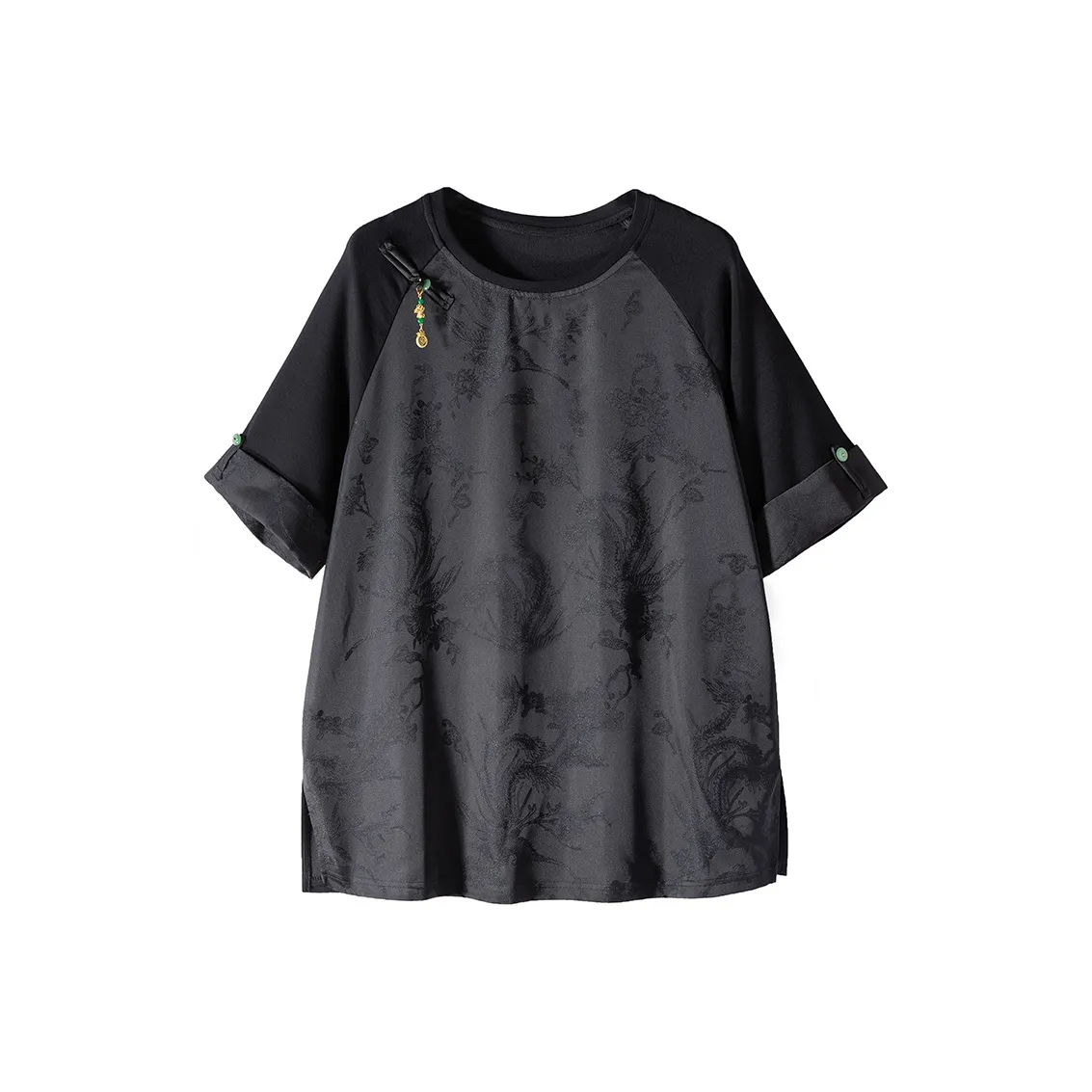 Cypress House Реглан-рукав Т-рубашка Женская Черная