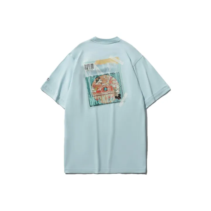 LiNing x Disney Рукав с спущенным плечом T-рубашка Женская Светло-синяя