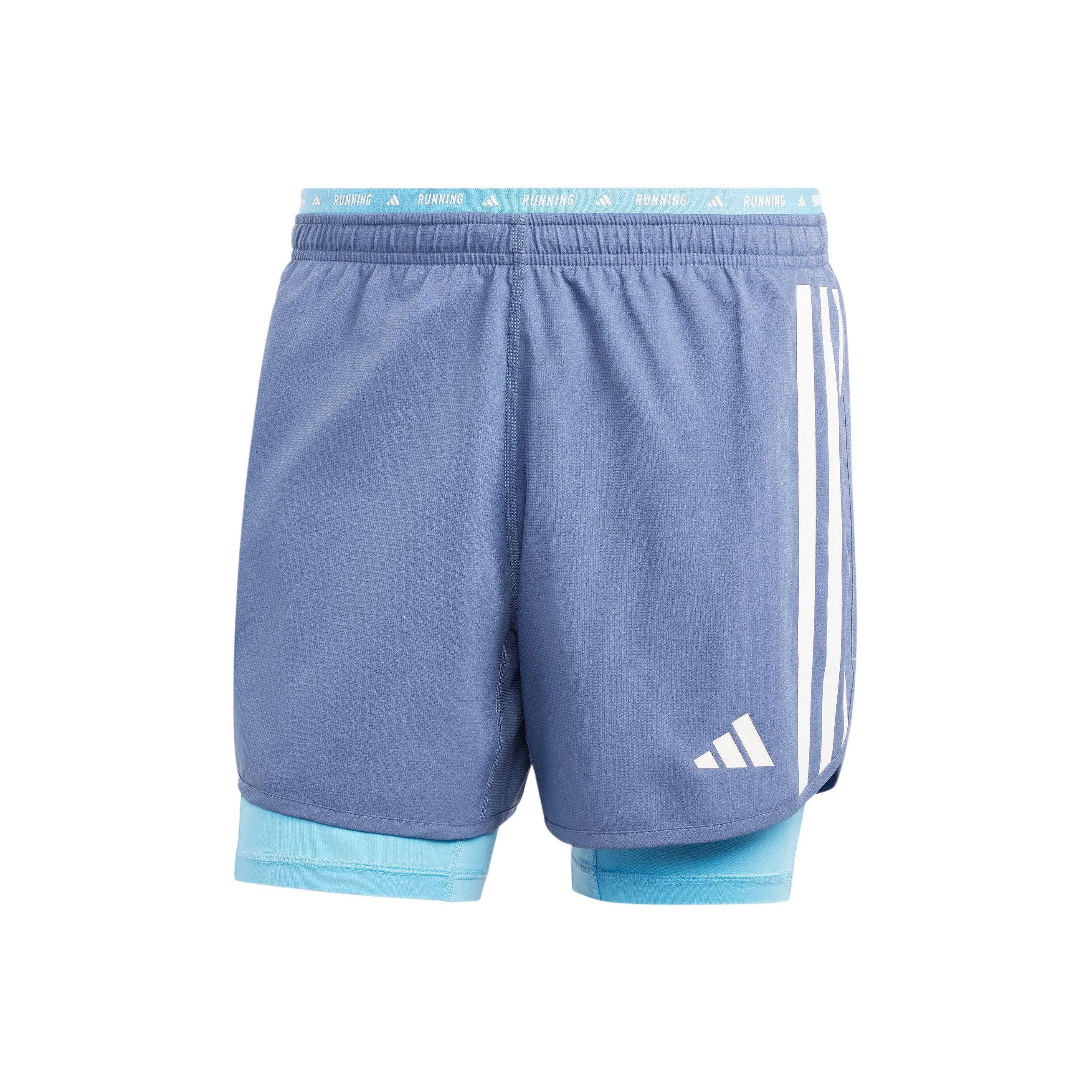 Adidas Own The Run 3 Stripes 2 In 1 Shorts Sports Shorts Men's Blue
