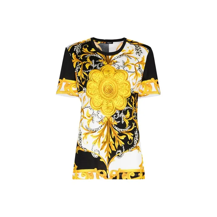 VERSACE Barocco Short Sleeve Knit Top 'Black'